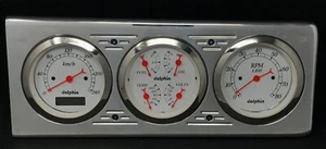 1940 CHEVY CAR 3 GAUGE DSAH PANEL CLUSTER PROGRAMMABLE METRIC - Foto 1 di 8