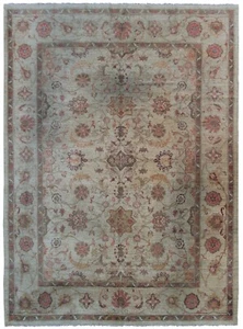 9'x12' Vintage Turkish Oushak Rug Beige Rug Purple Floral Handmade Area Rug 9x12 - Picture 1 of 10