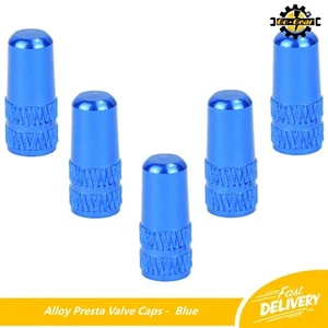 ALLOY PRESTA Valve Caps Blue Dust Covers Road Bikes Cycles Inner Tubes Tyres - Picture 1 of 5