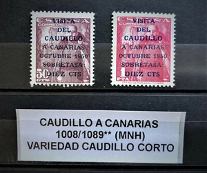 ESPAÑA EDIFIL 1088/89**(MNH) VARIEDAD CAUDILLO CORTO 14 - 3/4 - Imagen 1 de 1