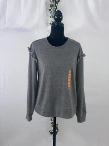 2 LV Women's Ruffle Long sleeve Top Gray M - Picture 1 of 2