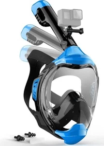 ZIPOUTE M-1502 Full Face Snorkel Mask 180 Degree View S/M Blue - Picture 1 of 2