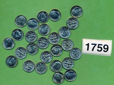 ROOSEVELT DIMES  - BU 1990-1998 - THESE ARE THE BETTER DATES. #1759 - 26 COINS Cover