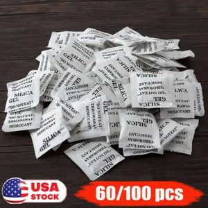 60/100 Packets Grams Silica Gel Desiccant Pack Moisture Absorber Reusable Safe - Picture 1 of 13