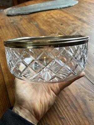 Coupe Saladier  & Vide Poche Cristal & Argent Massif Service Silver & Crystal - Photo 1/4