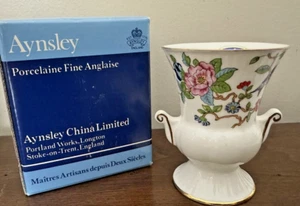 Aynsley English Fine Bone China 3 " Bud Vase/urn Pembroke Design Floral Pattern - Picture 1 of 8
