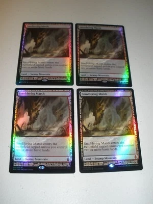 MTG Magic Foil Smoldering Marsh x4 Zendikar Expeditions NM - Image 1 of 2