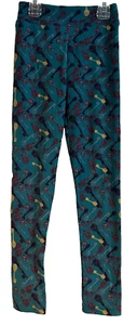 LuLaRoe Children's L/XL Green Leggings with Multicolor Keys Fits Kids 6 - 12 - Picture 1 of 4
