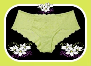L NEON Lime Citron Glow ALL Daisy FLORAL LACE Victorias Secret CHEEKY Pantie - Picture 1 of 14