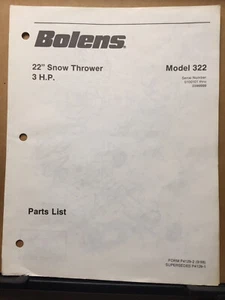Catalogo elenco parti Bolens ~ Spazzaneve modello 322 22 - Foto 1 di 1
