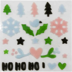 Deco Christmas Window Gel Vitrostatique Flake And Fir 29 Pieces - Picture 1 of 2