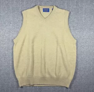 Vintage Pendleton Vest Men’s Large Tan Beige 100% Wool 90s V Neck Sweater - Picture 1 of 3