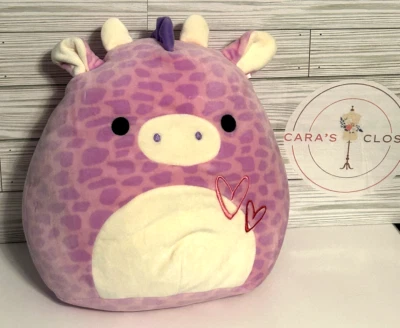 RARE Jazzy the Purple Giraffe Squishmallow Valentine’s Day Squad 12” Red/Pink 18 - Image 1 of 4