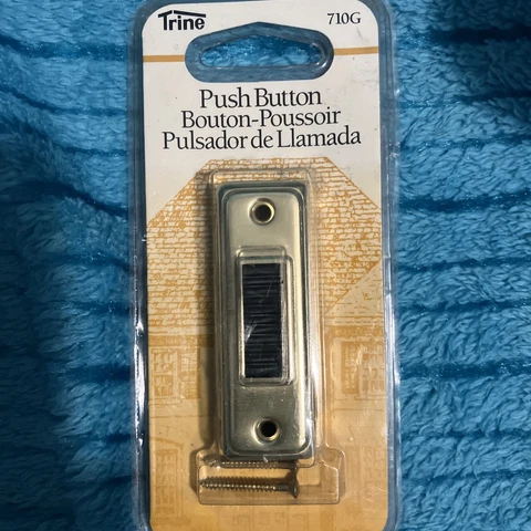 Vintage 90s Deco Trine Bright Brass Gold Black Push Button 710G Door Bell Cover
