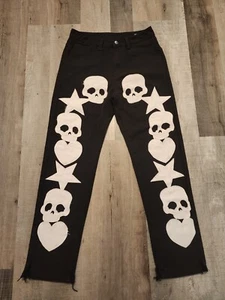 Made Extreme Skull/heart Pants, Size 30 Measurements Included - Picture 1 of 9