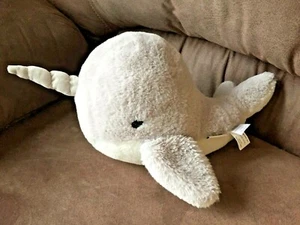 PIER 1 IMPORTS LT. GRAY NIGEL NARWHAL PLUSH - 8" TALL X 16" LONG - Picture 1 of 2