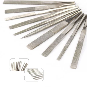 10pc Diamond Coated Flat File Kit for Air Grinder Metal Shaping Glass 1/8" Shank - Picture 1 of 7