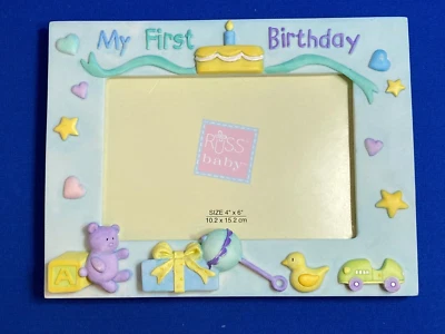 Marco de fotos pintado a mano Russ Baby My First Birthday 4" x 6" Foto 1 de 4