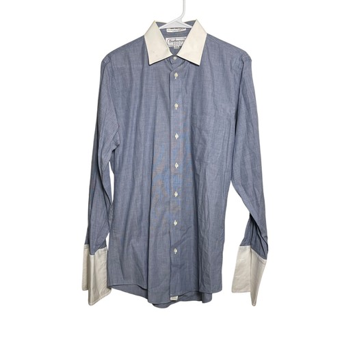 Burberry abito camicia uomo 15 33 due strati lungo graffetto cotone egiziano vintage