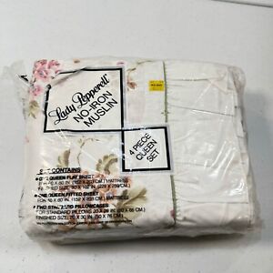 vintage lady pepperell fitted sheet queen pink flowers NOS muslin antoinette