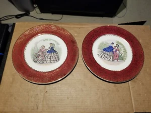 2 -Imperial Service Plate Salem China Red 23 Karat Gold 11" USA Georgian Ladies - Picture 1 of 5