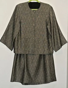 Vtg Miss Cassidy Black/White Linen Skirt Suit & Jacket-Professional/Career-14 - Picture 1 of 6