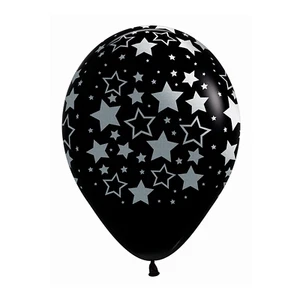 Sempertex 30cm METALink Bold Stars Fashion Black Latex Balloons 25PK Pack of 25 - Picture 1 of 1