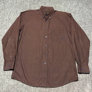 Ariat Men's Long Sleeve Classic Fit Geometric Button Down Shirt Logo - Size M - Picture 1 of 19