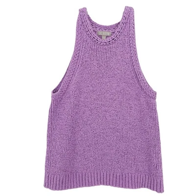 J CREW High-neck textured pointelle sweater-tank Purple Lilac Size LARGE - Image 1 of 4