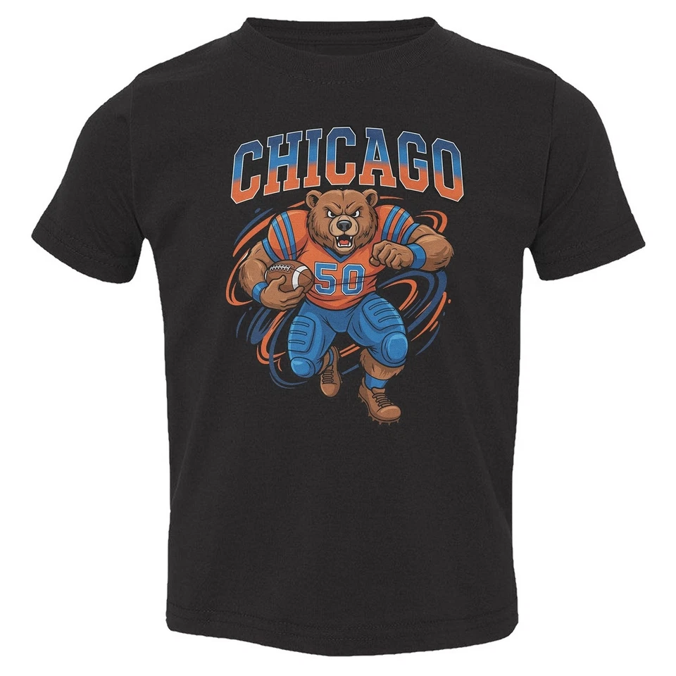 Camiseta animada inspirada en el oso Chicago - diseño de fanáticos del fútbol para niños pequeños Foto 1 de 1