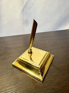 Soporte para bolígrafo/lápiz de escritorio Baldwin de latón de colección doble escritorio oficina papelería - Imagen 1 de 4