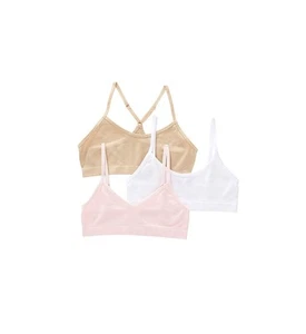 Girls' Seamless 3-Pack Beginner Crop Bra (Little Big Kids), Rose/White/Nude, ... - Picture 1 of 1