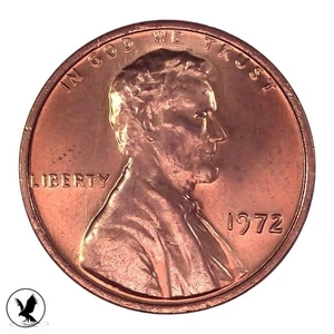 1972 P DDO Lincoln Cent genaue Münze, neuwertiger Zustand rot, Fehler, doppelte Prägung Vorderseite - Bild 1 von 2