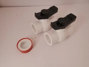 2er Pack - 1 1/2" PVC Kugelhahn Gewinde Doppel Innen NPT PVC Absperrventile - Bild 1 von 6