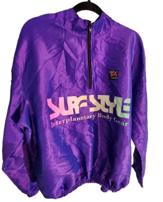 Surf Style Retro Purple Iridescent Interplanetary Windbreaker size large - Image 1 of 4