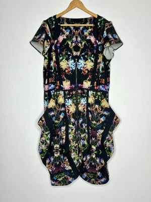 City Chic Plus Size M 18 Women's Dress Black Floral Stretch Zip Front Tunic - image 1 of 4