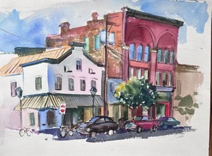 RICHMOND VA Signed Original Watercolor Street Scene Urbanscape Historic Realism - Picture 1 of 4