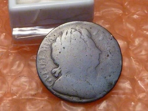 Original 1694 William & Mary Colonial Times Halfpenny Clear Date #2 - Picture 1 of 2