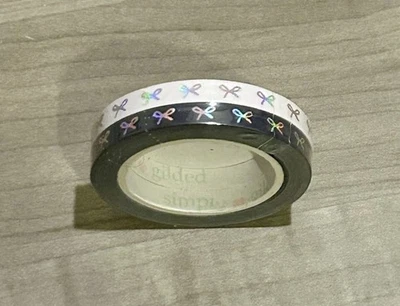 NUEVO Juego de 2 rollos de cinta washi Simply Gilded blanco y negro con arcos holográficos de 5 mm Foto 1 de 2