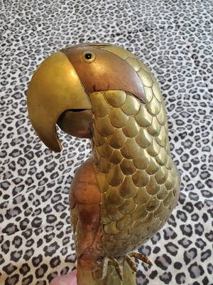 Vintage SERGIO BUSTAMANTE Brass Parrot Large Copper Art Sculpture - Image 1 of 4