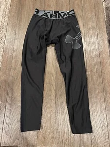 Boys Under Armour 3/4 Running Compression Pants Tights Fitted Black M - Picture 1 of 1