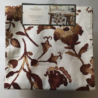 Threshold- Warm Watercolor Floral Extended Length Table Runner 14" X 108" - Image 1 of 2