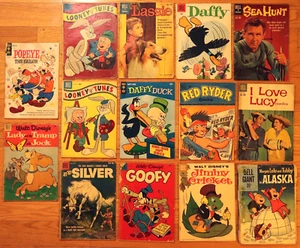 14 Golden Age Early Silver Age Comic Lot 10 cent DELL Red Ryder Disney Popeye F4 - Picture 1 of 18