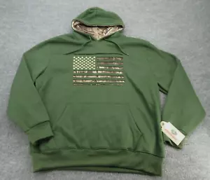 Mossy Oak Sweatshirt Mens XL Green Camo USA Flag Hoodie Pullover Sweater NWT NEW - Picture 1 of 11