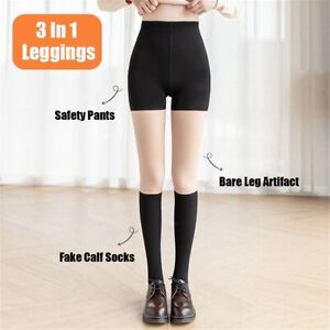 Thickened Bare Leg Artifact One-Piece Pants Safety Pants Women 3 In 1 Leggings