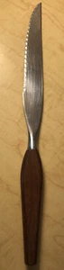 Vintage Fleetwood Stainless Large Serrated Knife Wooden Handle 8 1/4” Blade - Picture 1 of 10