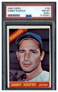 77109951 1966 Topps #100 Sandy Koufax Los Angeles Dodgers PSA 8(MC) NM-MT