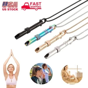 Breathing Necklace for Anxiety Relief Adjustable Chains Stainless Steel Whistle - Picture 1 of 46