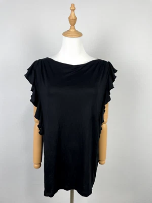 Blusa Sportmax Code Negra Volantes Sin Mangas Ligera Elegancia Talla L Foto 1 de 4