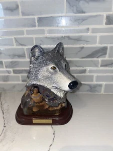 2003 BRADFORD EXCHANGE 6" HIGH GUARDIAN SPIRIT INDIAN WOLF RESIN STATUE - Picture 1 of 7